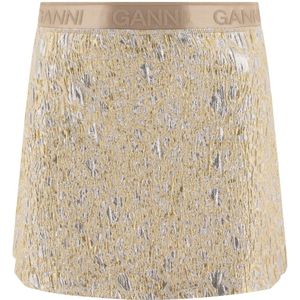 Ganni, Dames, Rokken, Beige, Maat: 2XS Polyamide,