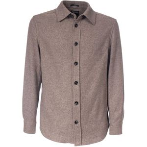 Zegna, Heren, Overhemden, Bruin, Maat: 2XL Zijde,