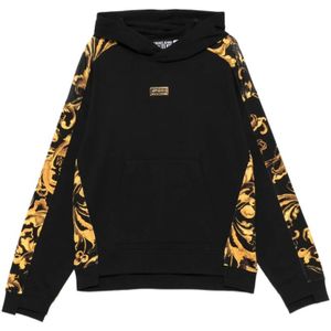 Versace Jeans Couture, Heren, Sweatshirts & Hoodies, Zwart, Maat: 3XL Katoen,