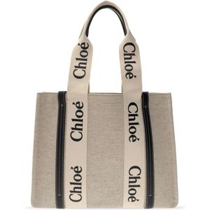 Chloé Stijlvolle Woody Tote Tas , White , Dames , Maat: ONE Size