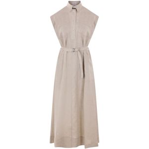Brunello Cucinelli, Dames, Jurken, Beige, Maat: S Linnen,