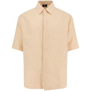 Fendi, Heren, Overhemden, Beige, Maat: M Katoen,