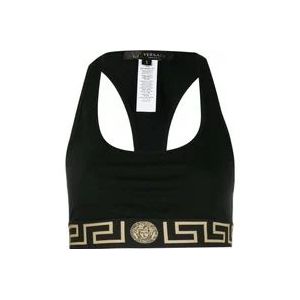 Versace Zwarte Crop Top , Black , Dames , Maat: L