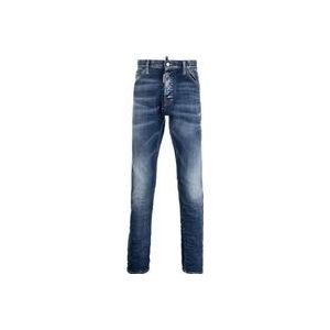 Dsquared2 Coolguy Denim Jeans, Vervaagd Blauw met Camel Plaque , Blue , Heren , Maat: L