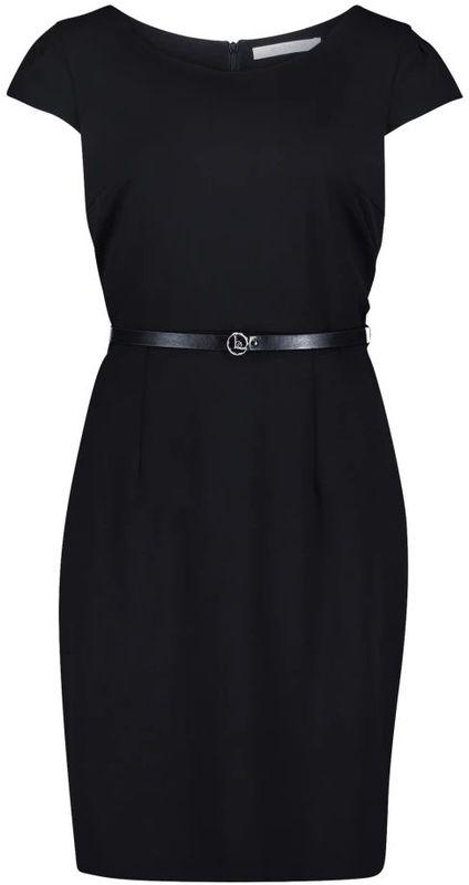 Betty & Co - Kokerjurk - Zwart - Getailleerde jurk met riem