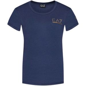 Emporio Armani Ea7, Dames, Tops, Blauw, Maat: M Katoen,