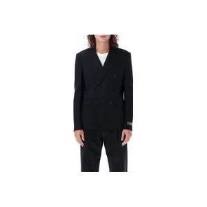 Versace Dubbelbreasted Blazer Zwart , Black , Heren , Maat: M