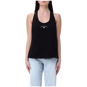 Elisabetta Franchi, Dames, Tops, Zwart, Maat: S Katoen,