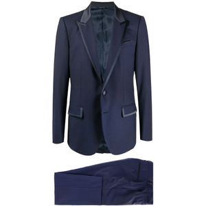 Dolce & Gabbana, Heren, Pakken, Blauw, Maat: XL Tweed,