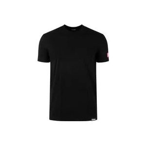 Dsquared2 Icon Color Stretch Katoenen T-Shirt , Black , Heren , Maat: 2XL