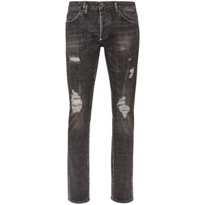 Philipp Plein - Jeans - Zwart - Super Straight Cut - Five-pocket Design