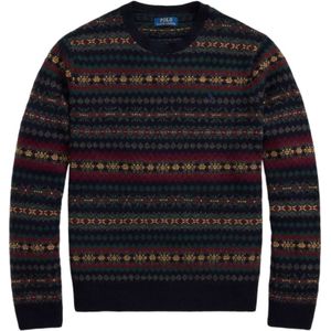 Polo Ralph Lauren - Trui - Navy - Knitwear - Lange Mouw - Winterse Print