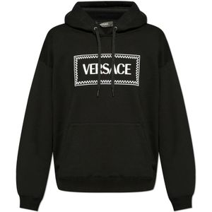 Versace, Heren, Sweatshirts & Hoodies, Zwart, Maat: L Katoen,