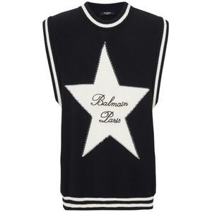 Balmain Handtekening ster trui , Black , Heren , Maat: M