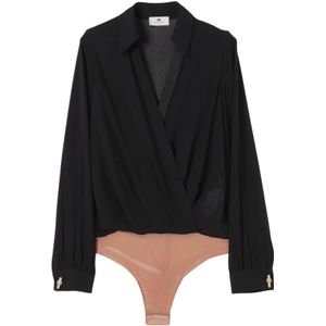 Elisabetta Franchi, Dames, Tops, Zwart, Maat: XS Poliester,