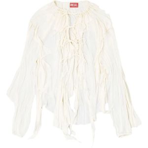 Diesel, Dames, Blouses & Shirts, Beige, Maat: 2XS Viscose,