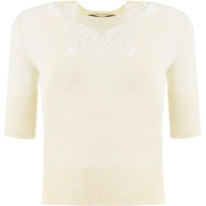 Ermanno Scervino, Dames, Truien, Beige, Maat: S Katoen,