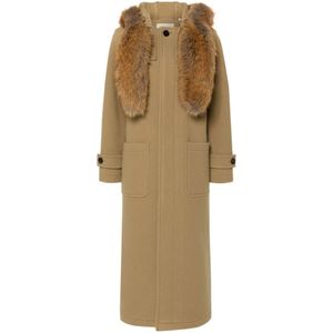 Burberry, Dames, Mantels, Bruin, Maat: 3XS Wol,