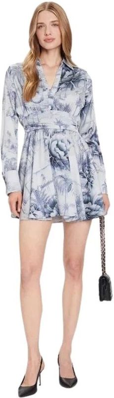 Guess, Dames, Jurken, Blauw, Maat: XS Poliester,