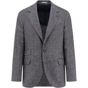 Brunello Cucinelli, Heren, Jassen, Blauw, Maat: L Wol,