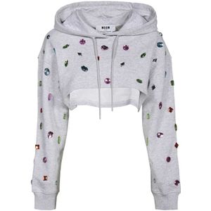 Msgm, Dames, Sweatshirts & Hoodies, Grijs, Maat: 2XS Katoen,