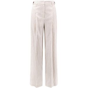 Brunello Cucinelli, Dames, Broeken, Wit, Maat: 3XS Katoen,