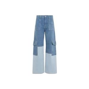 Ganni Blauwe Vintage Cutline Denim Jeans , Multicolor , Dames , Maat: W28