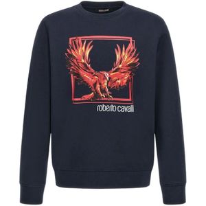 Roberto Cavalli - Sweatshirt - Donkerblauw - Katoen