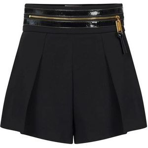 Elisabetta Franchi, Dames, Korte broeken, Zwart, Maat: M Leer,