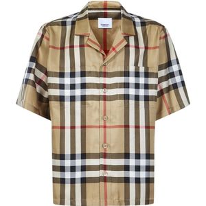 Burberry, Heren, Overhemden, Beige, Maat: S Zijde,