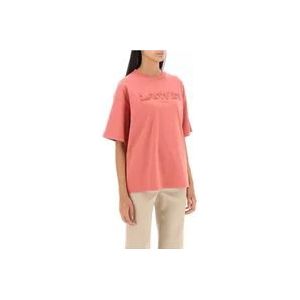 Lanvin Oversized Curb Logo T-Shirt , Pink , Dames , Maat: XS