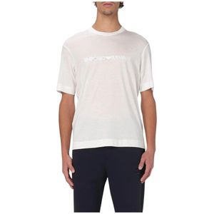 Emporio Armani, Heren, Tops, Wit, Maat: M Katoen,