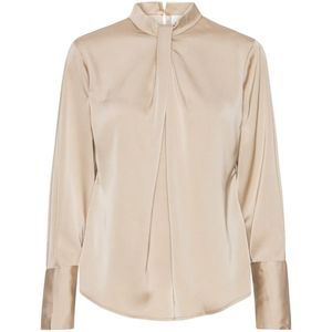 Karmamia, Dames, Blouses & Shirts, Beige, Maat: M Satijn,