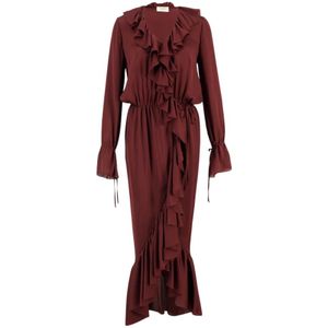 Saint Laurent, Dames, Jurken, Bruin, Maat: M Zijde,