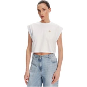 Twinset, Dames, Tops, Wit, Maat: L Katoen,