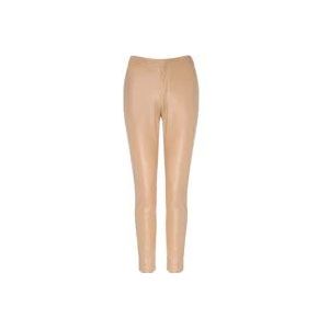 Twinset Hoge taille Skinny Broek van veganistisch leer , Beige , Dames , Maat: XS