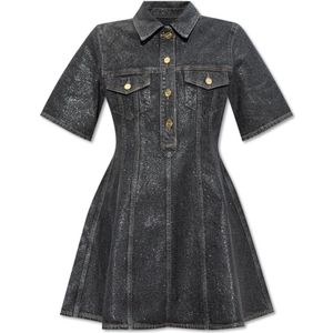 Ganni, Dames, Jurken, Zwart, Maat: XS Denim,