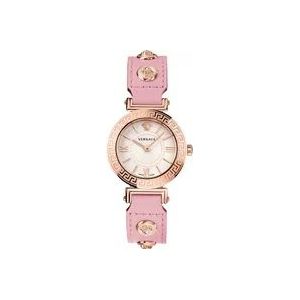 Versace Tribute Medusa Horloge Goud Wit Leer , Pink , Dames , Maat: ONE Size