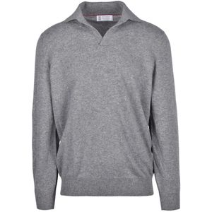 Brunello Cucinelli, Heren, Truien, Grijs, Maat: XL Kasjmier,