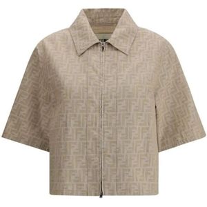 Fendi, Dames, Blouses & Shirts, Beige, Maat: S Katoen,