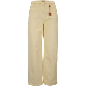 Elisabetta Franchi, Dames, Broeken, Geel, Maat: W28 Katoen,