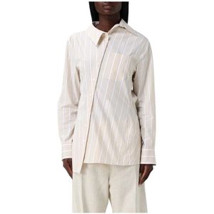 Jacquemus, Dames, Blouses & Shirts, Beige, Maat: 2XS Katoen,