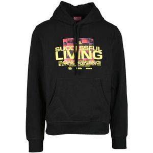 Diesel, Heren, Sweatshirts & Hoodies, Zwart, Maat: S Katoen,