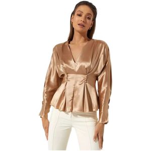 Acler, Dames, Blouses & Shirts, Beige, Maat: XS Zijde,