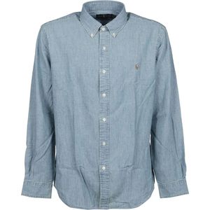 Polo Ralph Lauren, Heren, Overhemden, Blauw, Maat: L Denim,
