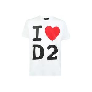 Dsquared2 Katoenen T-shirt met grafische print , White , Heren , Maat: S