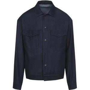 Giorgio Armani, Heren, Jassen, Blauw, Maat: M Viscose,