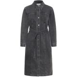 Kaffe - Denim Overhemdjurk - Grijs - Aansluitend - Lange Mouwen