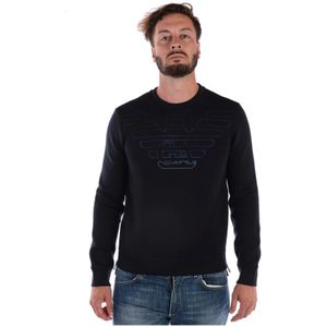 Emporio Armani, Heren, Sweatshirts & Hoodies, Blauw, Maat: XL Katoen,