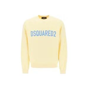 Dsquared2 Logo Print Crew-neck Sweatshirt , Yellow , Heren , Maat: XL
